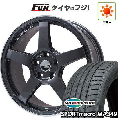 【新品国産車用5穴114.3】 夏タイヤ ホイール4本セット 215/45R18 ミレバー スポーツマクロ MA349(限定) レアマイスター LMスポーツ LM-05R(ガンメタ/リムポリッシュ) 7.5J 18インチ(送料無料)|フジ スペシャルセレクション