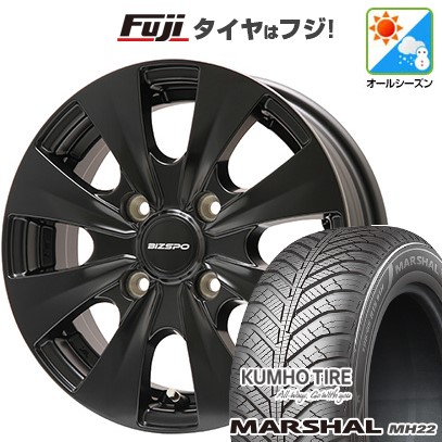 【新品】ルーミー・パッソ・ジャスティ・トール オールシーズンタイヤ ホイール4本セット 165/65R14 クムホ マーシャル MH22 オールシーズン(限定) エルベ ビズスポ セミグロスブラック 5J 14インチ(送料無料)