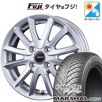 【新品国産車用4穴100】 オールシーズンタイヤ ホイール4本セット 175/65R15 クムホ マーシャル MH22 オールシーズン(限定) コーセイ クレイシズ VS6 6J 15インチ(送料無料)|フジ スペシャルセレクション