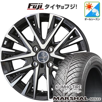【新品 軽自動車】N-BOX タント スペーシア オールシーズンタイヤ ホイール4本セット 155/65R14 クムホ マーシャル MH22 オールシーズン(限定) 共豊 スマック レジーナ 4.5J 14インチ(送料無料)｜フジ スペシャルセレクション