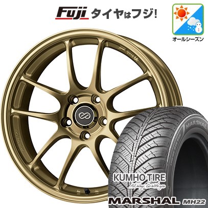 【新品国産車用5穴114.3】 オールシーズンタイヤ ホイール4本セット 215/55R17 クムホ マーシャル MH22 オールシーズン(限定) ENKEI エンケイ PerformanceLine PF01 7J 17インチ(送料無料)|フジ スペシャルセレクション