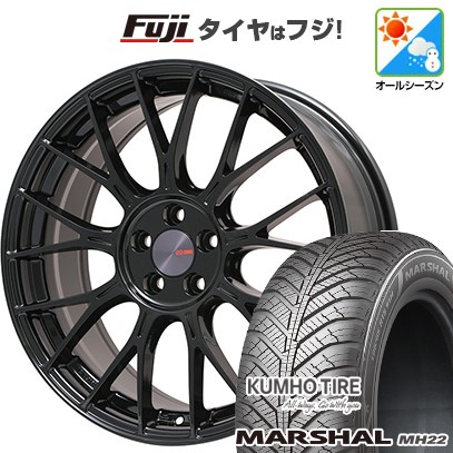 【新品国産車用5穴114.3】 オールシーズンタイヤ ホイール4本セット 235/55R18 クムホ マーシャル MH22 オールシーズン(限定) ENKEI エンケイ PerformanceLine PFM1 フジオリジナルカラー 8J 18インチ(送料無料)
