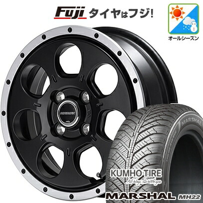 【新品 軽自動車】ハスラー オールシーズンタイヤ ホイール4本セット 165/65R14 クムホ マーシャル MH22 オールシーズン(限定) MID WHEELS WO-7 4.5J 14インチ(送料無料)｜フジ スペシャルセレクション