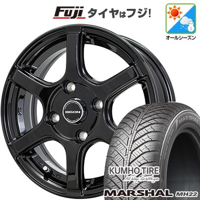 【新品】ルーミー・パッソ・ジャスティ・トール オールシーズンタイヤ ホイール4本セット 165/65R14 クムホ マーシャル MH22 オールシーズン(限定) ホットスタッフ バイソン BN-04 5J 14インチ(送料無料)