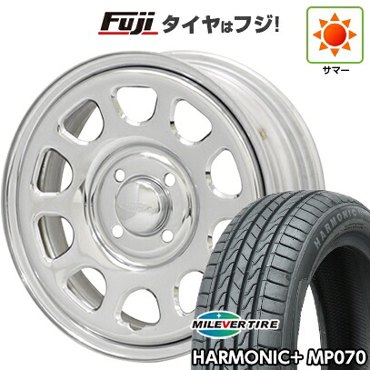 【新品 軽自動車】N-BOX タント スペーシア 夏タイヤ ホイール4本セット 165/55R15 ミレバー ハーモニック プラス MP070(限定) モリタ デイトナズ G2 クローム 5J 15インチ(送料無料)