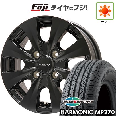 【新品国産車用4穴100】 夏タイヤ ホイール4本セット 175/65R14 ミレバー ハーモニック MP270(限定) エルベ ビズスポ セミグロスブラック 5J 14インチ(送料無料)｜フジ スペシャルセレクション