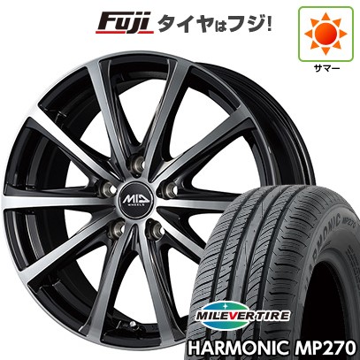 【新品国産車用5穴114.3】 夏タイヤ ホイール4本セット 205/55R16 ミレバー ハーモニック MP270(限定) MID WHEELS V25 ブラックポリッシュ 6.5J 16インチ(送料無料)