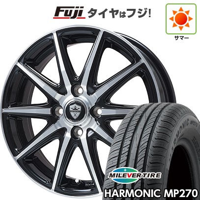 【新品国産車用4穴100】 夏タイヤ ホイール4本セット 185/65R14 ミレバー ハーモニック MP270(限定) エルベ エステローザ EST-10S ブラックポリッシュ 5.5J 14インチ(送料無料)