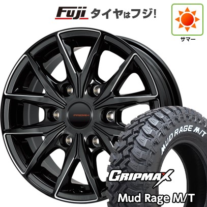 【新品】キャラバン 夏タイヤ ホイール4本セット 195R15C 107/105Q グリップマックス マッドレイジM/T RWL(限定) プレミックス HC2x6(ブラックフライス) 6J 15インチ(送料無料)｜フジ スペシャルセレクション