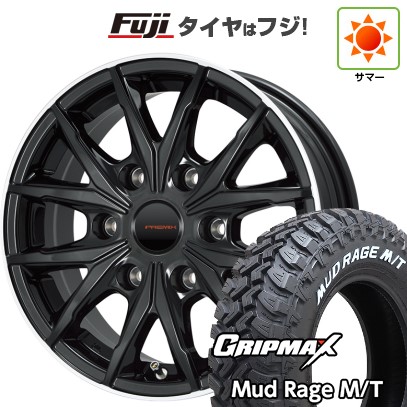 【新品】キャラバン 夏タイヤ ホイール4本セット 195R15C 107/105Q グリップマックス マッドレイジM/T RWL(限定) プレミックス HC2x6(ブラックリムポリッシュ) 6J 15インチ(送料無料)