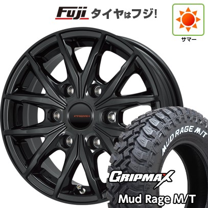【新品】キャラバン 夏タイヤ ホイール4本セット 195R15C 107/105Q グリップマックス マッドレイジM/T RWL(限定) プレミックス HC2x6(グロスブラック) 6J 15インチ(送料無料)
