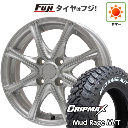 【新品】プロボックス/サクシード(リフトアップ) 夏タイヤ ホイール4本セット 185R14C 102/100Q グリップマックス マッドレイジM/T RWL(限定) エルベ エステローザ MZV シルバー 5J 14インチ(送料無料)
