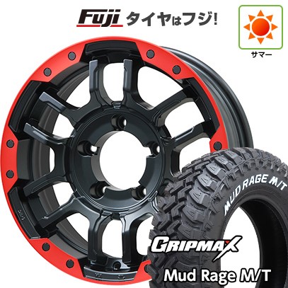 【新品】ジムニーシエラ/ジムニーノマド 夏タイヤ ホイール4本セット 195/80R15 96 Q グリップマックス マッドレイジM/T RWL(限定2024年製) ビッグウエイ B-LUGNAS FRD(マットブラック/レッドリム) 5.5J 15インチ(送料無料)
