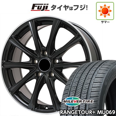 【新品国産車用5穴100】 夏タイヤ ホイール4本セット 225/55R18 ミレバー レンジツアープラスMU069（限定） エルベ エステローザ MZV ブラックリムポリッシュ 7.5J 18インチ(送料無料)
