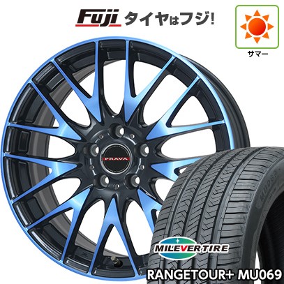 【新品国産車用5穴114.3】 夏タイヤ ホイール4本セット 235/60R18 ミレバー レンジツアープラスMU069（限定） ビッグウエイ レイシーン プラバ9M(ブルークリア) 7.5J 18インチ(送料無料)