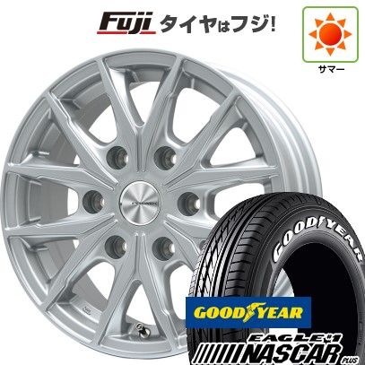 【新品】ハイエース200系 夏タイヤ ホイール4本セット 195/80R15 107/105N グッドイヤー イーグル ナンバーワン ナスカー プラス プレミックス HC2x6(シルバー) 6J 15インチ(送料無料)