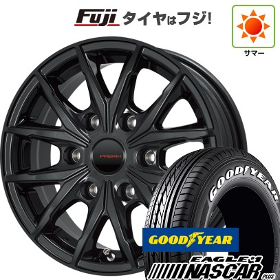 【新品】ハイエース200系 夏タイヤ ホイール4本セット 195/80R15 107/105N グッドイヤー イーグル ナンバーワン ナスカー プラス プレミックス HC2x6(グロスブラック) 6J 15インチ(送料無料)｜フジ スペシャルセレクション