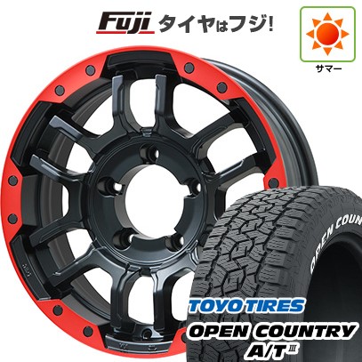 【新品】ジムニー 夏タイヤ ホイール4本セット 175/80R16 トーヨー オープンカントリー A/T III RWL/RBL ビッグウエイ B-LUGNAS FRD(マットブラック/レッドリム) 16インチ(送料無料)｜フジ スペシャルセレクション