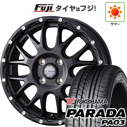 【新品 軽自動車】 夏タイヤ ホイール4本セット 165/55R14 ヨコハマ PARADA PA03 ブラックレター WEDS ウェッズアドベンチャー マッドヴァンス 08 4.5J 14インチ(送料無料)
