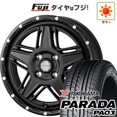 【新品 軽自動車】 夏タイヤ ホイール4本セット 165/55R14 ヨコハマ PARADA PA03 ブラックレター WEDS ウェッズアドベンチャー マッドヴァンス 07 4.5J 14インチ(送料無料)
