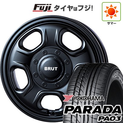 【新品 軽自動車】 夏タイヤ ホイール4本セット 165/55R14 ヨコハマ PARADA PA03 ブラックレター トライスター BRUT BR-33 4.5J 14インチ(送料無料)