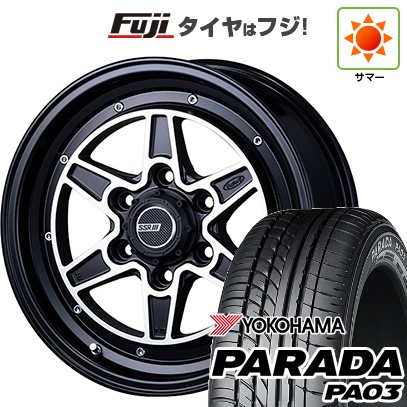 【新品】ハイエース200系 夏タイヤ ホイール4本セット 225/50R18 107/105H ヨコハマ PARADA PA03 ブラックレター SSR ディバイド MK6 フラットブラックポリッシュ 8J 18インチ(送料無料)