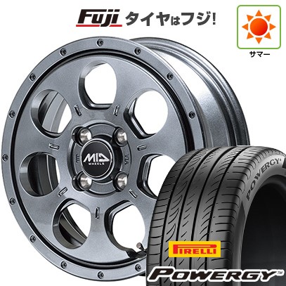 【新品 軽自動車】N-BOX タント スペーシア 夏タイヤ ホイール4本セット 165/55R15 ピレリ パワジー MID WHEELS マッドエージェント 4.5J 15インチ(送料無料)