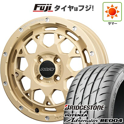 【新品 軽自動車】N-BOX タント スペーシア 夏タイヤ ホイール4本セット 165/55R15 ブリヂストン ポテンザ アドレナリン RE004 RAYS レイズ デイトナ M9+ コレクション 5J 15インチ(送料無料)｜フジ スペシャルセレクション
