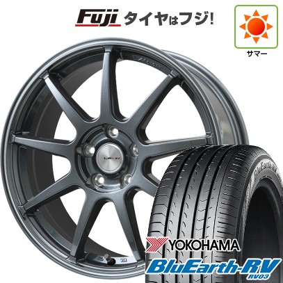 【パンク保証付き】【新品国産車用5穴100】 夏タイヤ ホイール4本セット 225/55R18 ヨコハマ ブルーアース RV-03 レアマイスター LMスポーツ LM-QR ガンメタ/ラインポリッシュ 7.5J 18インチ(送料無料)