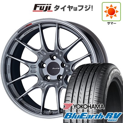 【パンク保証付き】【新品国産車用5穴114.3】 夏タイヤ ホイール4本セット 215/45R18 ヨコハマ ブルーアース RV-03 ENKEI エンケイ Racing GTC02 7.5J 18インチ(送料無料)