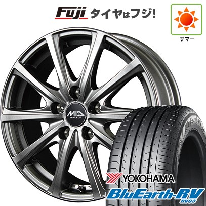 【パンク保証付き】【新品】シエンタ 2015-22 夏タイヤ ホイール4本セット 185/60R15 ヨコハマ ブルーアース RV-03 MID WHEELS V25 メタリックグレー 6J 15インチ(送料無料)