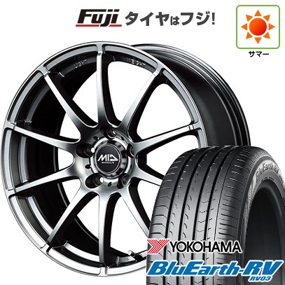 【パンク保証付き】【新品国産車用5穴100】 夏タイヤ ホイール4本セット 205/55R16 ヨコハマ ブルーアース RV-03 MID WHEELS スタッグ メタリックグレー 6.5J 16インチ(送料無料)