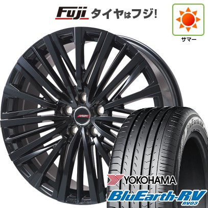 【パンク保証付き】【新品国産車用5穴114.3】 夏タイヤ ホイール4本セット 225/60R18 ヨコハマ ブルーアース RV-03 プレミックス MER-V グロスブラック 7J 18インチ(送料無料)