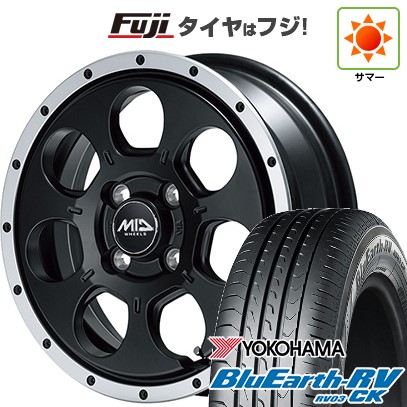 【パンク保証付き】【新品 軽自動車】ソリオ ハスラー 夏タイヤ ホイール4本セット 165/70R14 ヨコハマ ブルーアース RV-03CK MID WHEELS WO-7 4.5J 14インチ(送料無料)
