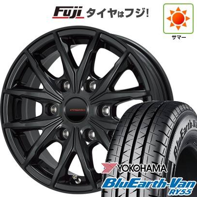 【新品】ハイエース200系 夏タイヤ ホイール4本セット 195/80R15 107/105N ヨコハマ ブルーアース Van RY55 プレミックス HC2x6(グロスブラック) 6J 15インチ(送料無料)