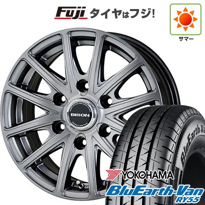 【新品】ハイエース200系 夏タイヤ ホイール4本セット 195/80R15 107/105N ヨコハマ ブルーアース Van RY55 ホットスタッフ バイソン BN-01 6J 15インチ(送料無料)