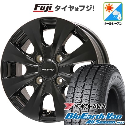 【新品】プロボックス/サクシード(160系) オールシーズンタイヤ ホイール4本セット 155/80R14 88/86N ヨコハマ ブルーアース Van RY61 オールシーズン エルベ ビズスポ セミグロスブラック 5J 14インチ(送料無料)｜フジ スペシャルセレクション