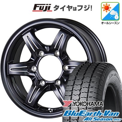 【新品】ハイエース200系 オールシーズンタイヤ ホイール4本セット 195/80R15 107/105N ヨコハマ ブルーアース Van RY61 オールシーズン TWS グランヴァード NEO ブラックカット 6J 15インチ(送料無料)