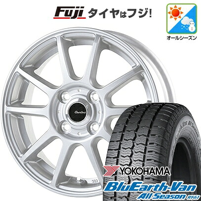 【新品 軽自動車】軽トラ 軽バン オールシーズンタイヤ ホイール4本セット 145/80R12 80/78N ヨコハマ ブルーアース Van RY61 オールシーズン テクノピア カリテス S10 4J 12インチ(送料無料)