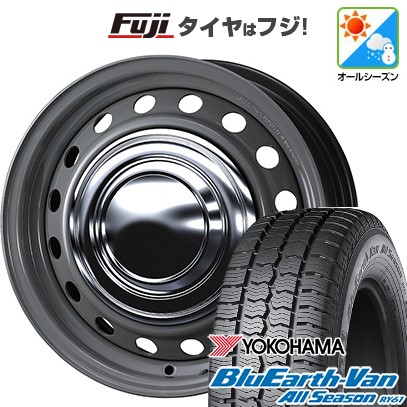 【新品】ハイエース200系 オールシーズンタイヤ ホイール4本セット 195/80R15 107/105N ヨコハマ ブルーアース Van RY61 オールシーズン WEDS ウェッズ スチールホイル ネオキャロ 6J 15インチ(送料無料)