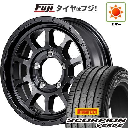 【新品】ジムニーシエラ/ジムニーノマド 夏タイヤ ホイール4本セット 215/70R16 ピレリ スコーピオン ヴェルデ MID WHEELS NITRO POWER M10 パーシングJ バレルブラックエディション 6J 16インチ(送料無料)
