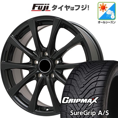 【新品国産車用5穴114.3】 オールシーズンタイヤ ホイール4本セット 225/45R18 グリップマックス シュアグリップ オールシーズン(限定) エルベ エステローザ FSV グロスブラック 7.5J 18インチ(送料無料)