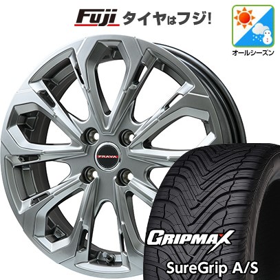 【新品国産車用5穴114.3】 オールシーズンタイヤ ホイール4本セット 235/50R18 グリップマックス シュアグリップ オールシーズン(限定) ビッグウエイ レイシーン プラバ5X(クロームハイパーシルバー) 8J 18インチ(送料無料)
