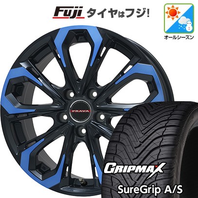 【新品国産車用5穴114.3】 オールシーズンタイヤ ホイール4本セット 235/55R19 グリップマックス シュアグリップ オールシーズン(限定2024年製) ビッグウエイ レイシーン プラバ5X(ブルークリア) 8J 19インチ(送料無料)