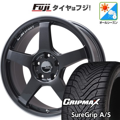 【新品国産車用5穴114.3】 オールシーズンタイヤ ホイール4本セット 225/45R18 グリップマックス シュアグリップ オールシーズン(限定) レアマイスター LMスポーツ LM-05R(ガンメタ/リムポリッシュ) 7.5J 18インチ(送料無料)