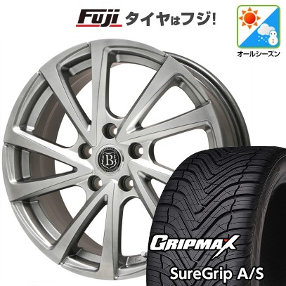 【新品国産車用5穴100】 オールシーズンタイヤ ホイール4本セット 225/55R18 グリップマックス シュアグリップ オールシーズン(限定) ブランドルライン ボレアノ10 メタリックグレー 7.5J 18インチ(送料無料)
