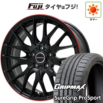 【新品国産車用5穴114.3】 夏タイヤ ホイール4本セット 265/40R22 グリップマックス シュアグリップ PRO SPORT BSW（限定） ビッグウエイ レイシーン プラバ9M(グロスブラック/レッドリム) 9J 22インチ(送料無料)