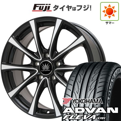 【新品国産車用5穴100】 夏タイヤ ホイール4本セット 215/40R18 ヨコハマ アドバン フレバV701 プレミックス アマルフィV Jr(ブラックポリッシュ) 7.5J 18インチ(送料無料)