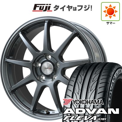 【新品国産車用5穴100】 夏タイヤ ホイール4本セット 215/40R18 ヨコハマ アドバン フレバV701 レアマイスター LMスポーツ LM-QR ガンメタ/ラインポリッシュ 7.5J 18インチ(送料無料)