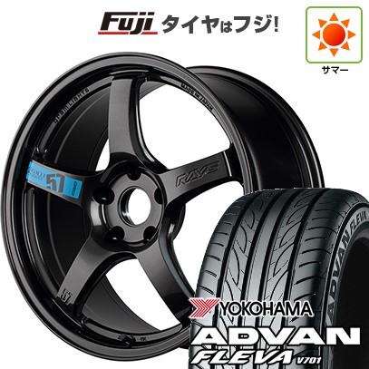 【新品国産車用5穴100】 夏タイヤ ホイール4本セット 215/40R18 ヨコハマ アドバン フレバV701 RAYS レイズ グラムライツ 57CR SPEC-M 7.5J 18インチ(送料無料)